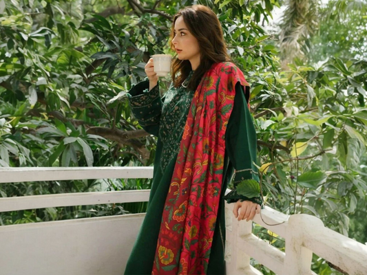 3 Piece Soft Khaddar Suit With Shawl