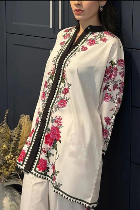 Elegant Stitched 2 Piece Printed Lawn Suit – Stylish Shirt & Trouser Set for Women