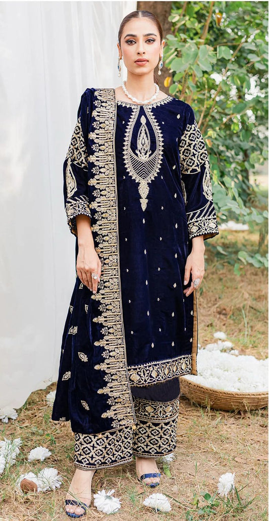 3 Piece Soft Dhnak Suit With Shawl