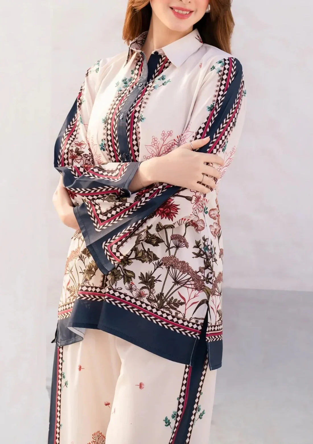 Stitched 2 Piece Printed Shirt and Trouser