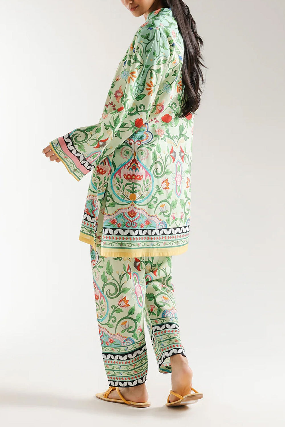 2 piece printed shirt and printed trouser stitched