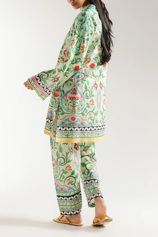 2 piece printed shirt and printed trouser stitched