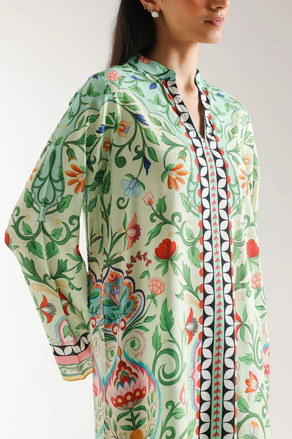 2 piece printed shirt and printed trouser stitched