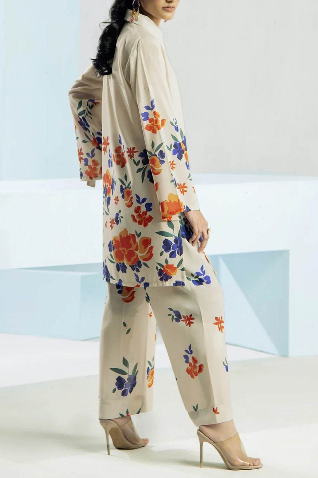 2 piece printed shirt and printed trouser stitched