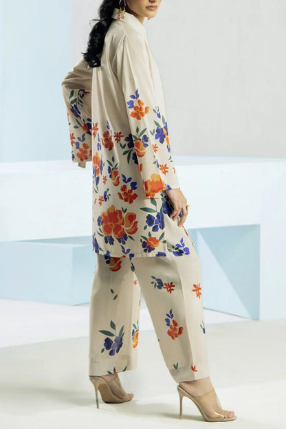 2 piece printed shirt and printed trouser stitched