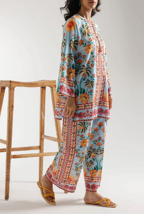 2 piece printed shirt and printed trouser