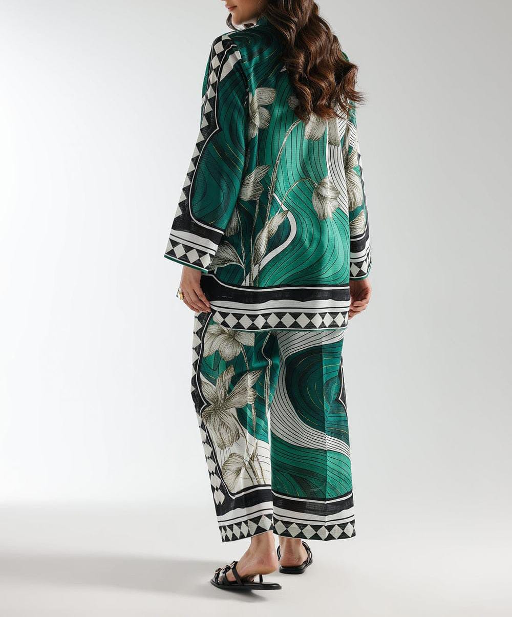 2 piece printed shirt and printed trouser stitched