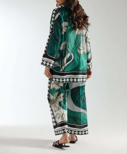 2 piece printed shirt and printed trouser stitched