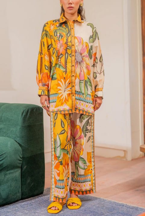 2 piece printed shirt and printed trouser