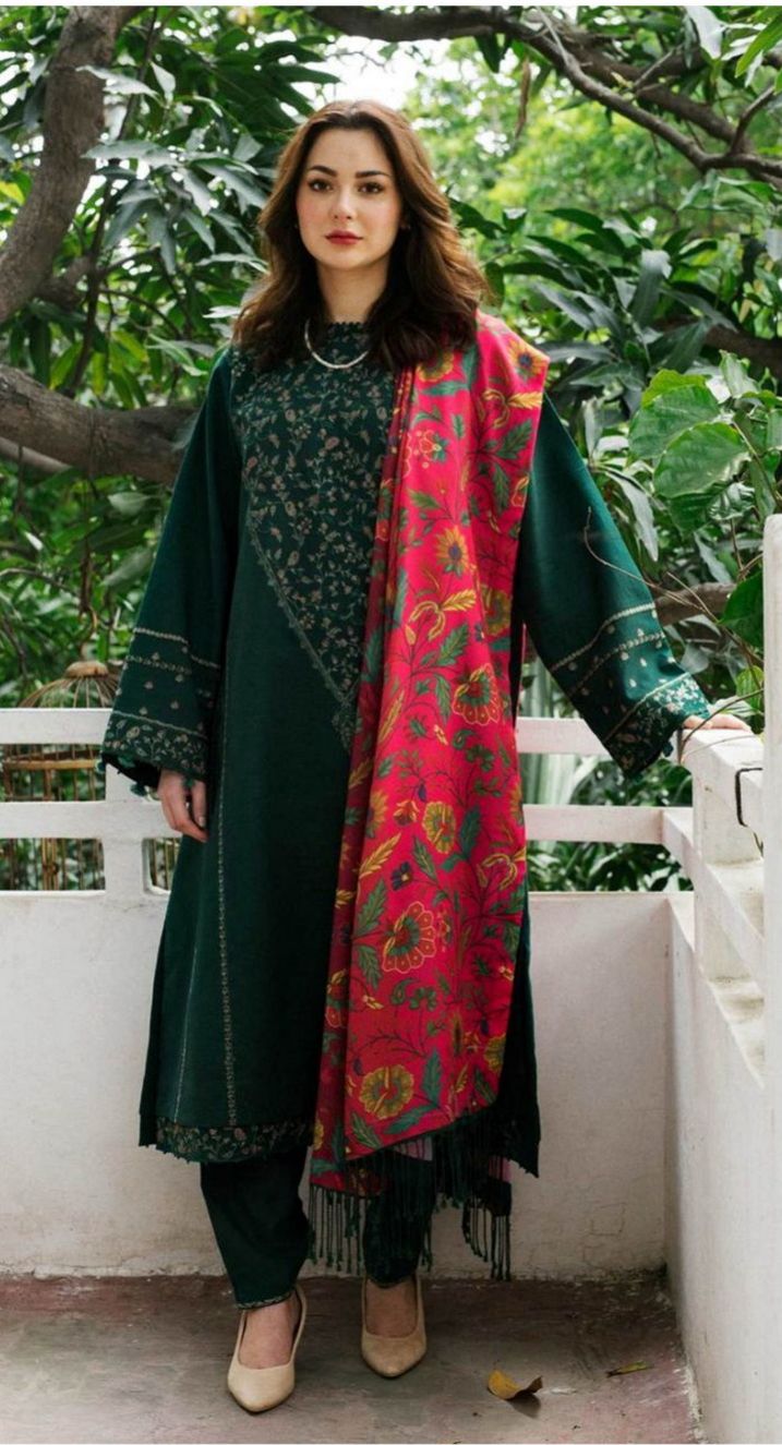 3 Piece Soft Khaddar Suit With Shawl