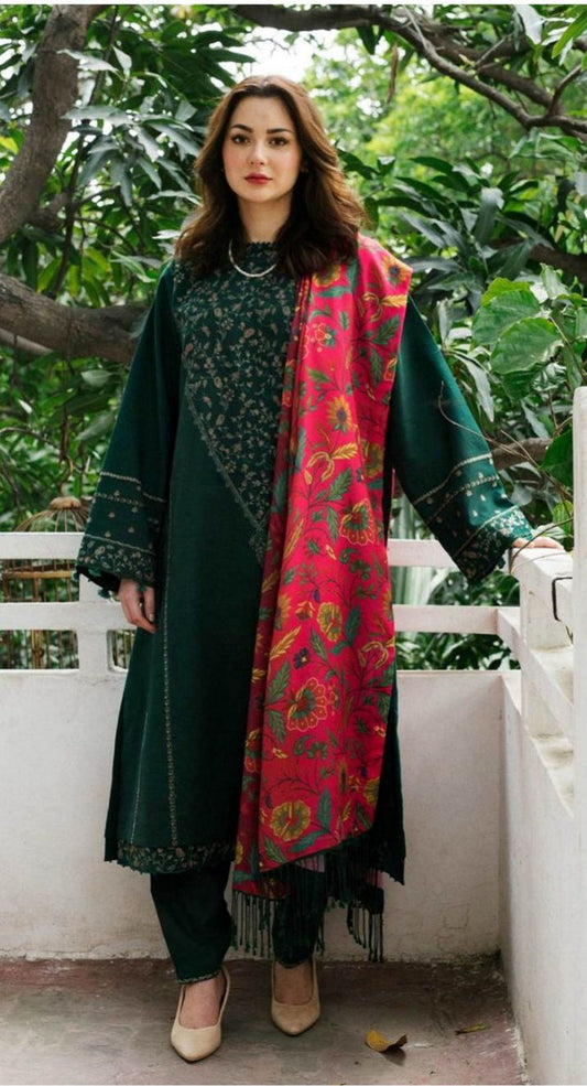 3 Piece Soft Khaddar Suit With Shawl